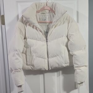 Hollister Cream Corduroy Cropped Puffer Jacket